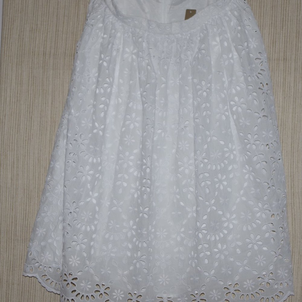 NWT J. Crew White Eyelet Midi Skirt